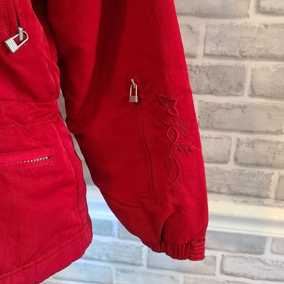Nils Skiwear Red Black Faux Fur Hooded Ski Jacket Coat Womens 4 Snow Winter - Picture 8 of 9